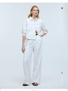 EUC Madewell Wide-Leg Harlow High-Rise White Linen Pants, Size 6